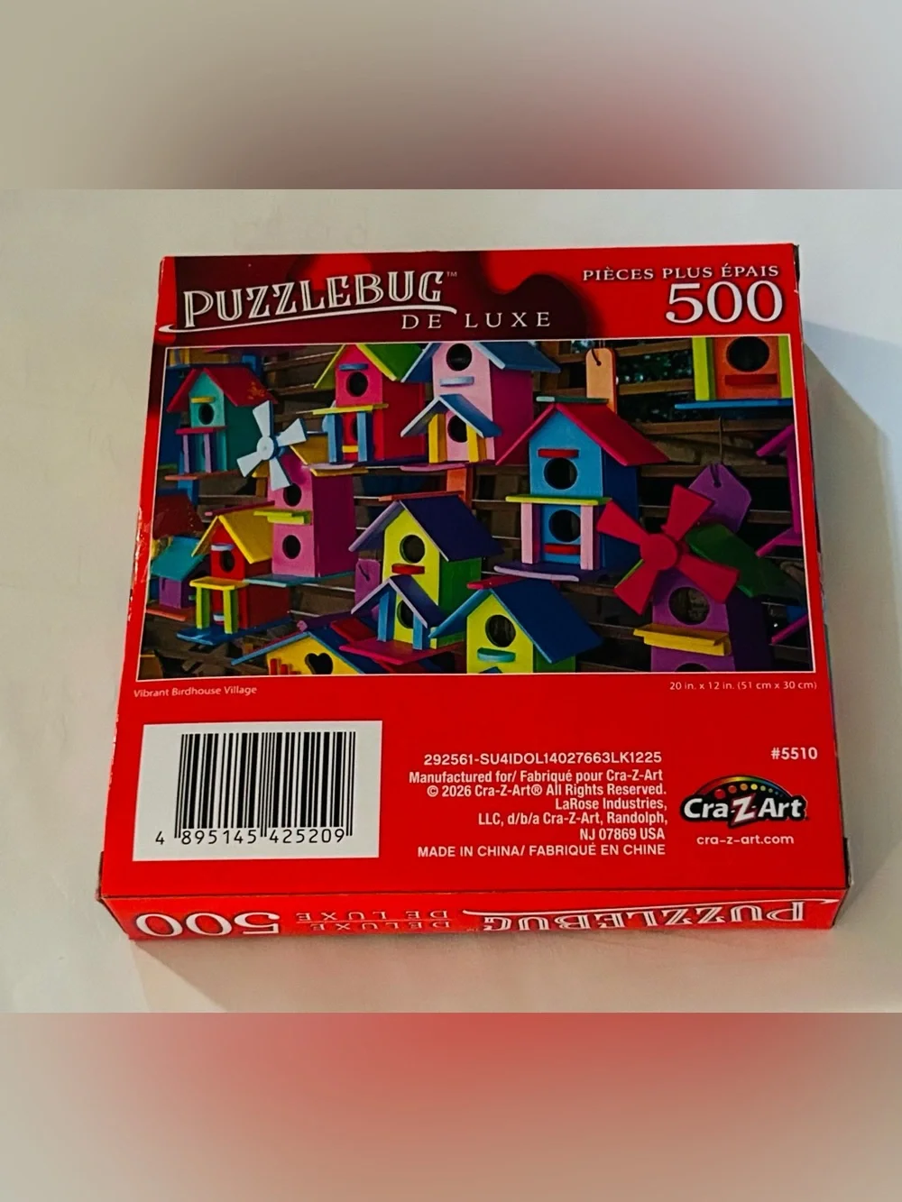 New “Vibrant Birdhouse Village” Puzzle 500 Pieces Puzzlebug DeLuxe 20” x 12”
